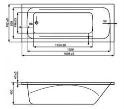 Ванна прямоугольная ROCA LINE 170*70 белая (без монтажного комплекта) ZRU9302924 - фото 118897