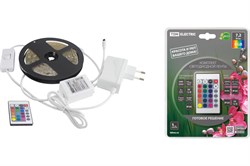 Комплект светодиодной ленты TDM SMD5050-30 LED/м-12В-7,2Вт/м-IP20-RGB (3м), 18Вт, IR-контроллер - фото 118908