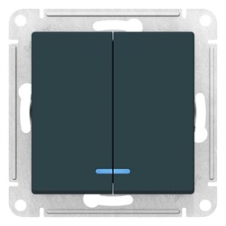 Выключатель AtlasDesign 2-кл.подсв сх5а, 10АХ, механизм изумруд ATN000853 - фото 118974