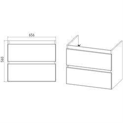 Тумба Мальта под умывальник COMO 70 2 ящика подвесная белая - фото 119877