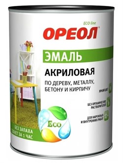 Эмаль ОРЕОЛ акрил белая мат 0,9кг 5625 - фото 120487