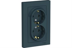 Розетка AtlasDesign дв. з/к , 16А, в сб, изумруд ATN000824 - фото 121148