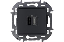 Розетка LEGRAND INSPIRIA 2*USB A-C антрацит 673763 - фото 121154