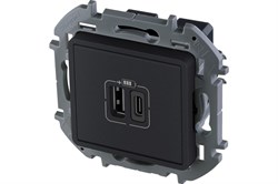 Розетка LEGRAND INSPIRIA 2*USB A-C антрацит 673763 - фото 121156