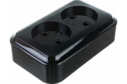 Розетка СВЕТОПРИБОР двойная б/з черный РА 16-260 - фото 121171