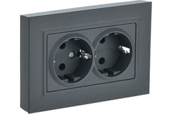 Розетка BRITE двойная с з/к/ш 16А в сборе, графит BR-R24-16-K53-F - фото 121184