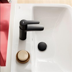Смеситель GROHE Start 2021 однорычажный для раковины 1/2 размер M, с нажимным дон. клапаном,черн мат - фото 122266