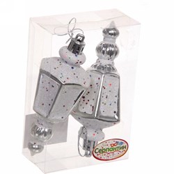 Игрушка ёлочная СЕРПАНТИН Фонарик 11см (2шт) Серебро 916-0376 - фото 122345