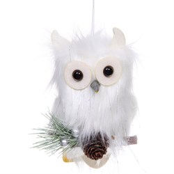 Подвеска СЕРПАНТИН Мудрая совушка 18*10см Белая 916-1106 - фото 122354