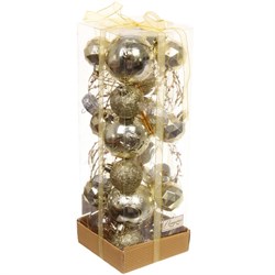 Набор шаров СЕРПАНТИН Winter magic 6см+4см(24 предмета) Золото 201-3119 - фото 122413