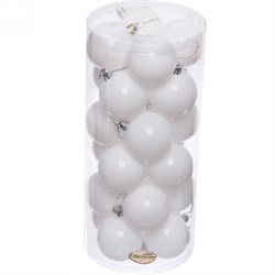 Шары новогодние СЕРПАНТИН 6см (24шт) Глянец белый 201-1385 - фото 122426