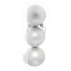 Шары новогодние СЕРПАНТИН 8см (3шт) Матовое серебро 183-925 - фото 122455