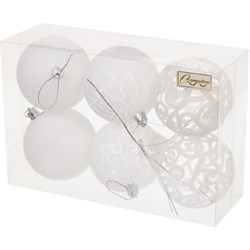 Шары новогодние СЕРПАНТИН Снежное сияние 8см (6шт) Белый 652-373 - фото 122462