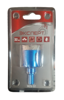 Коронка ЭКСПЕРТ буровая алмазная по стеклу и керамической плитке,трехгран.хвостовик,32х50мм 1425-32 - фото 122636