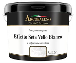 Краска декоративная РАДУГА Arcobaleno Effetto Seta Vello Bianco База белый шелк 3кг - фото 123020