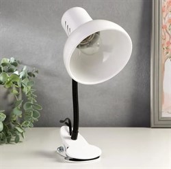 Светильник ЛАЗУРИТ настольный НТ 2077C на прищепке 60 Вт, E27, 220 W , высота стойки 30 см. белый - фото 123054