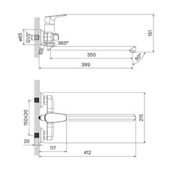 Смеситель ZODIAC для ванны с длинным изливом ZODSBL2i10 - фото 123638