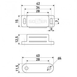 Магнит мебельный SOLLER L-42 h-12,5 коричневый - фото 123736
