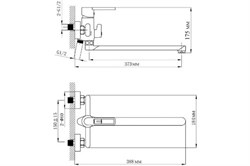 Смеситель KUDO для ванны, излив длинный TOK-KUD-1015 черный - фото 123929