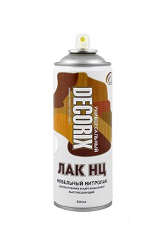 Лак аэрозольный DECORIX НЦ мебельный нитролак, 520мл, бесцветный глянцевый - фото 123963