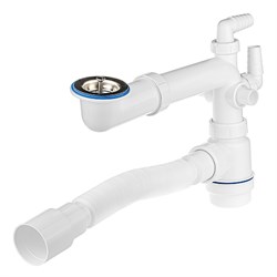 Сифон МАСТЕРПРОФ для умыв. 1.1/2 х40, (вып.с нерж. реш.,4 отв.стир.маш) с г. т. 40х40/50 ИС.110632 - фото 124965