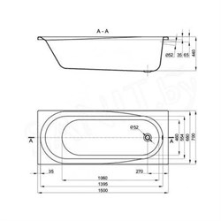Ванна акриловая APPOLO Baline прямоугольная 170*70 (без ножек) - фото 124972