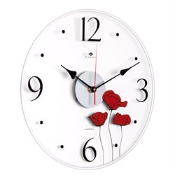 Часы настенные РУБИН Маки прозрачные, открытая стрелка 3433-002 (10) - фото 126389