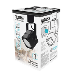 Светильник Gauss трековый GU10 куб 60*145мм однофазный, чёрный TR009 - фото 126803