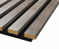 Панель Акустическая, черный войлок, 2750х600х19мм,рейки МДФ дуб дымчатый - фото 127003