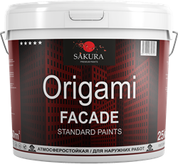 Краска SAKURA водно-дисперсионная фасадная Origami FAÇADE (facad du-fa) 25кг - фото 127026