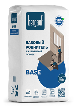 Стяжка BERGAUF BASE для предварительного выравнивания пола на цементной основе 25кг - фото 127710