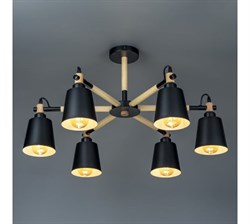 Люстра потолочная RITTER VOLANTE 6*E27 780*430 металл, цвет чёрный/дерево 52448 9 - фото 128342