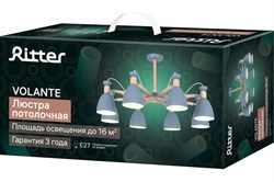Люстра потолочная RITTER VOLANTE 8*E27 900*430 металл, цвет серый/дерево 52598 1 - фото 128349