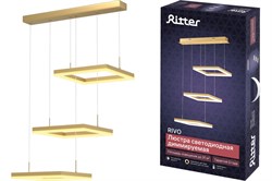 Люстра светодиодная RITTER RIVO диммируемая ДУ, 3 режима 670*340*1000 106Вт 32м² бел/золото 52089 8 - фото 128363