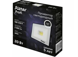 Прожектор светодиодный RITTER PROFI 20Вт 4000К 2000Lm IP65 230В черный 53415 4 - фото 128425
