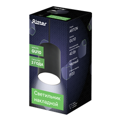 Светильник подвесной RITTER ARTON цилиндр, провод 1м, 80*100мм, GU10 алюминий, цвет черный 59983 8 - фото 128474