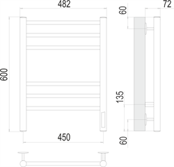 Полотенцесушитель ТЕРМИНУС Аврора П6 450*600 электро ( new встроенный диммер) КС черный матовый - фото 129082