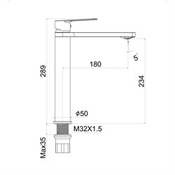 Смеситель KOBE для раковины высокий TOK-KOB-1012 вороненая сталь - фото 129166