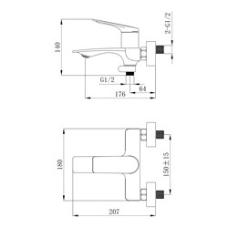 Смеситель MITSUISHI для ванны TOK-MIT-1014 - фото 129227