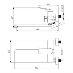 Смеситель MITSUISHI для ванны излив длинный TOK-MIT-1015GM графит - фото 129231