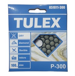 Круг TULEX алмазный гибкий шлифовальный, на велкро основе, сухое шлифование 100мм, P300 851011-300 - фото 129684