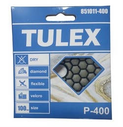 Круг TULEX алмазный гибкий шлифовальный, на велкро основе, сухое шлифование 100мм, P400 851011-400 - фото 129687