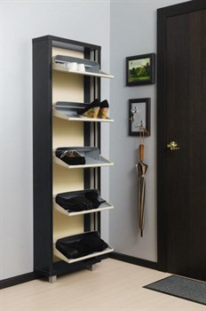 Шкаф для обуви Люкс 5-ти секционный (Малави/Стекло белое) - фото 129706