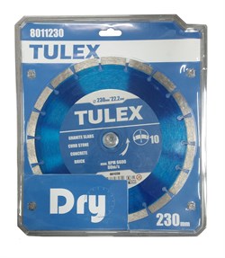 Круг TULEX отрезной алмазный универсальный, сегментный, для УШМ, 230мм*22,2мм 8011230 - фото 129756