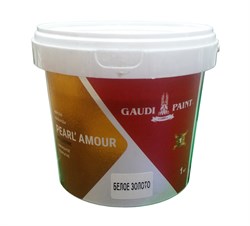 Краска декоративная ГАУДИ PEARL AMOUR (перламутр) акриловая воднодисперсионная Белое золото 1кг - фото 130437