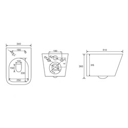 Унитаз BERGES подвесной FLOE S Rimless 51см, сиденье дюропласт Floe S Slim SO, микролифт, быстросъём - фото 131683