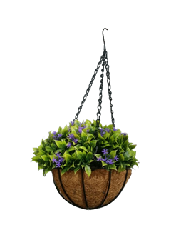 Цветок искусственный в кашпо 20x10см, на подвеске, с крючком, длина 50см, в ассортименте 317004020 - фото 131835