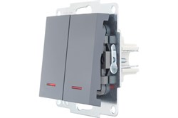 Выключатель LEZARD VESNA двойной с подсветкой графит (механизм) 742-3488-112 - фото 132031