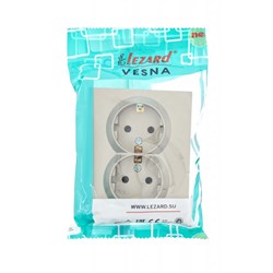 Розетка LEZARD VESNA двойная с/з бакалит, титан 742-3700-127B - фото 132194