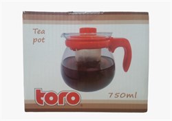 Чайник TORO стекло 750мл с пластиковой ручкой, пластиковый фильтр 350740 - фото 134680